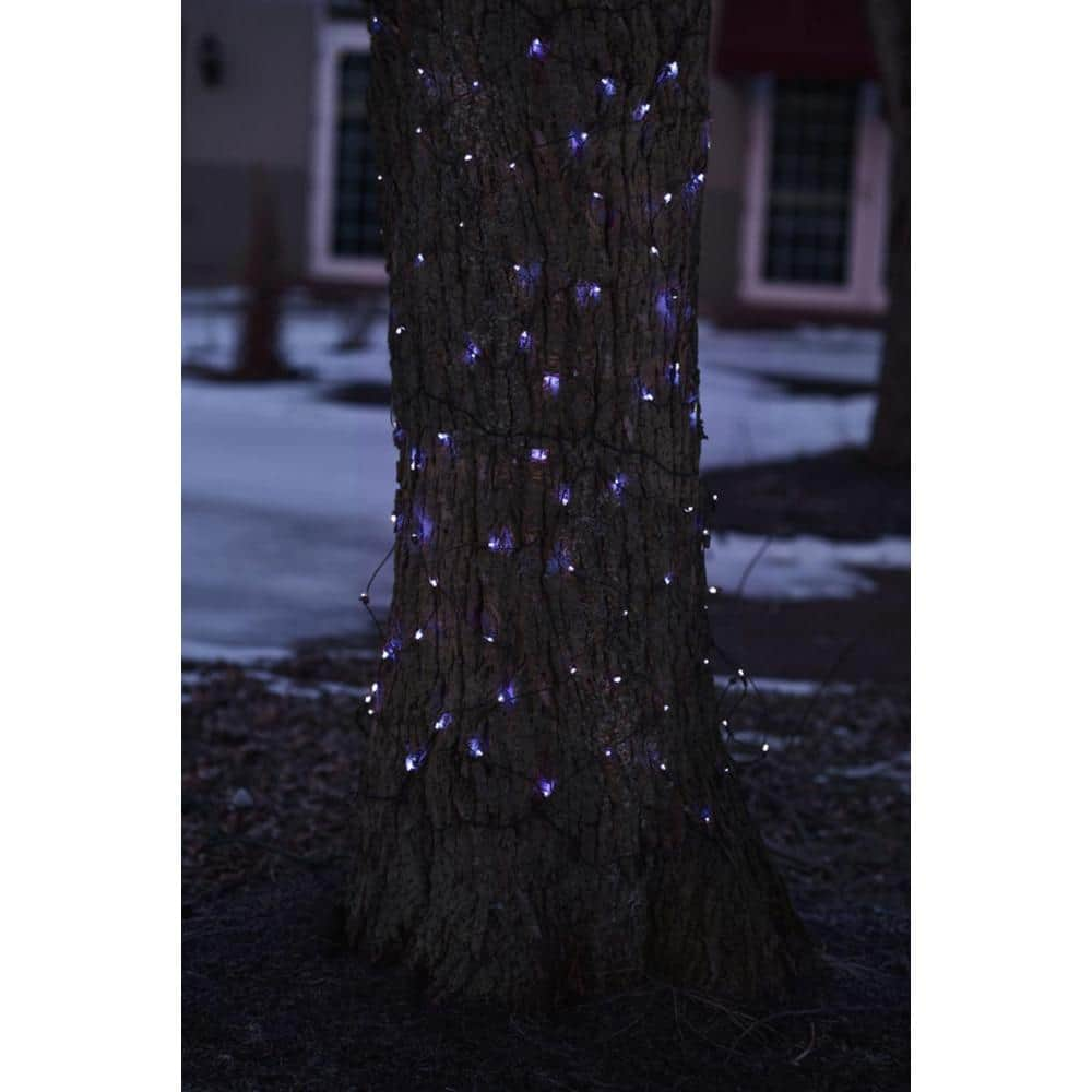 2 ft. x 8 ft. Blue LED Net Style Tree Trunk Wrap Christmas Lights with Brown Wire 32604841