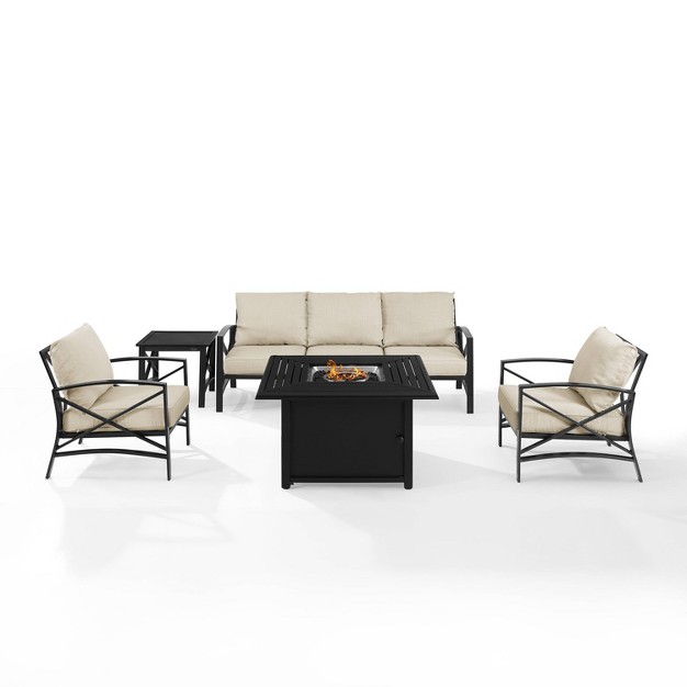 Kaplan 5pc Outdoor Sofa Set With Fire Table Oatmeal Crosley