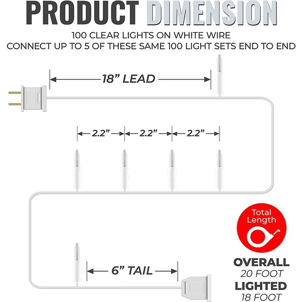 100 Clear Christmas Lights on White Wire - Yellow Shopping - The Best Deals on String Lights | 39295433