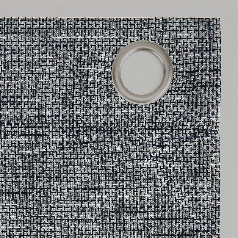 Sun Zero Kline 100% Blackout Thermal Burlap Weave Grommet Window Curtain