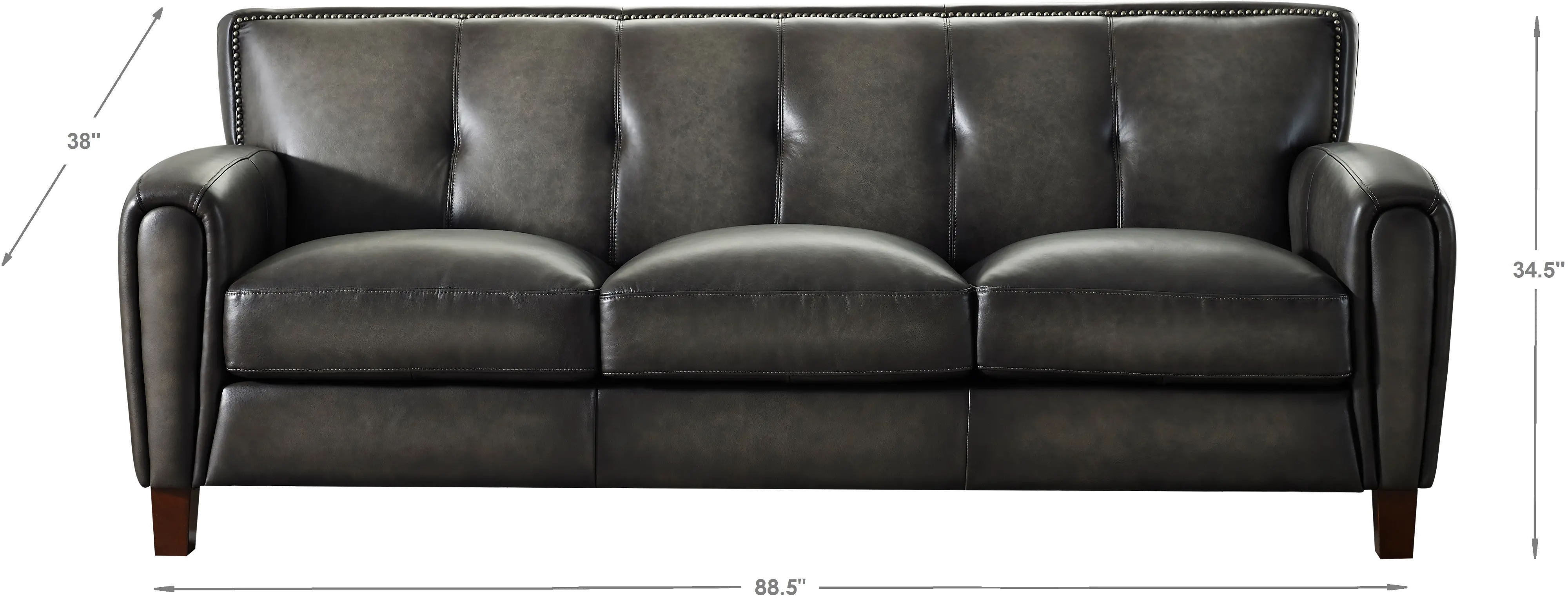 Savannah Ash Gray Leather Sofa - Amax Leather