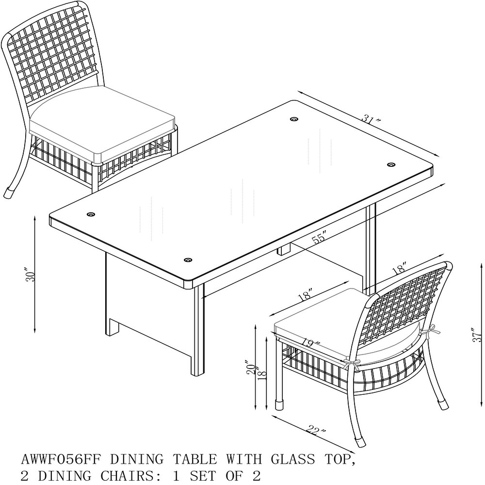 Asti  Weather Wicker 3 Piece Outdoor Dining Set with 30\