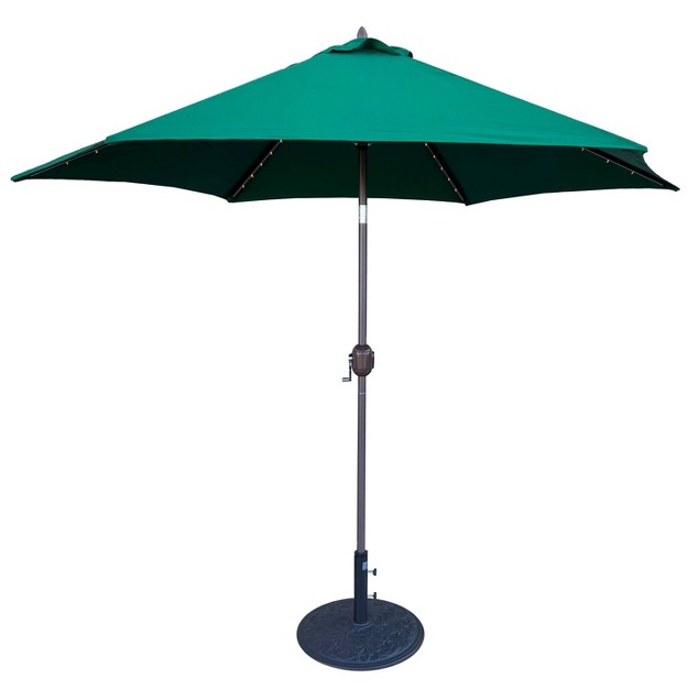 9 x27 X 9 x27 Round Lighted Patio Umbrella Green