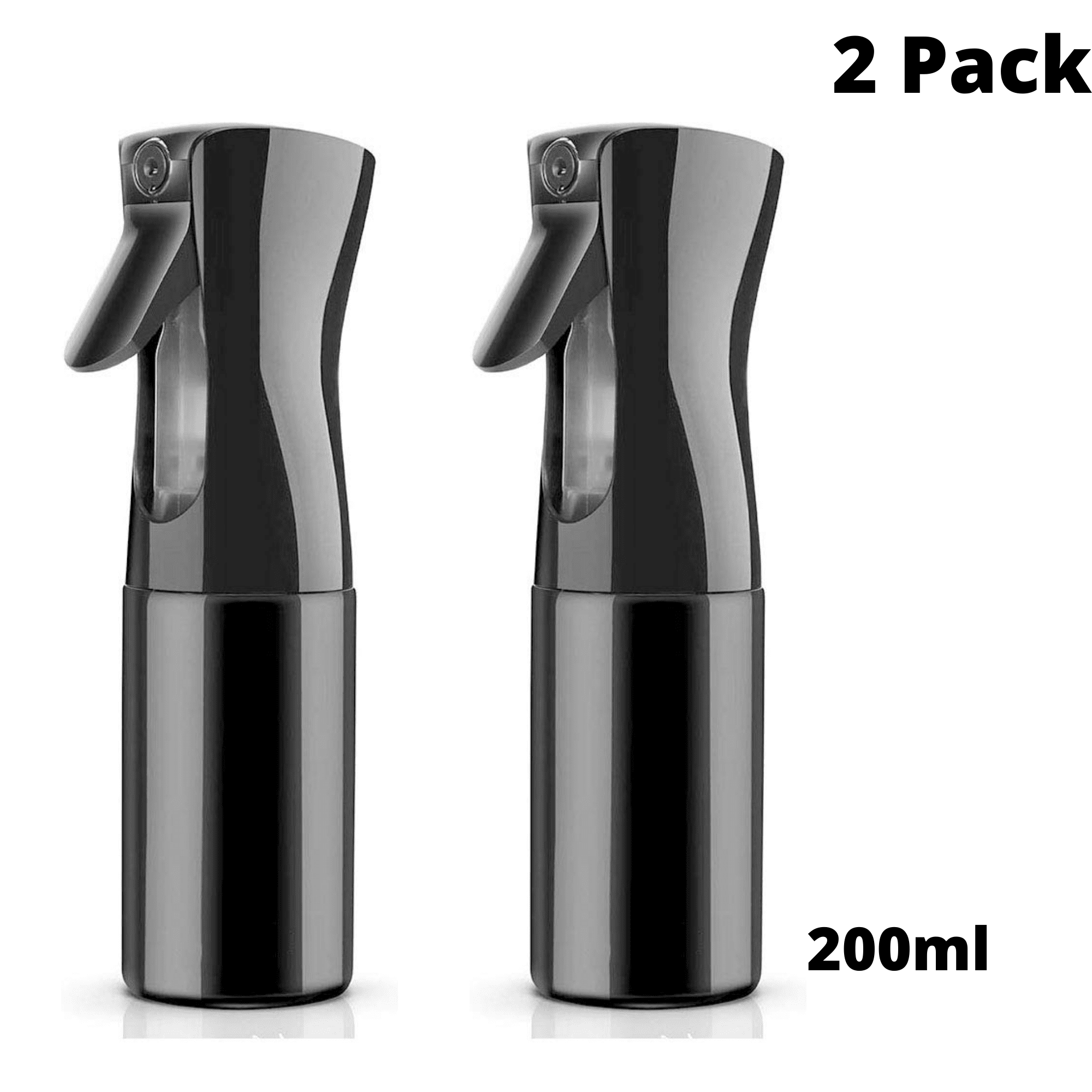 2 Pack Misting Spray Bottle， Black Spray Bottle for Hair Styling， Cleaning， Plants， Pets， Barbers， and Hairdressers  Mister Spray Bottle 6oz/200ml