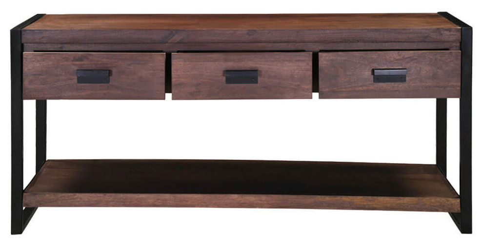 Modern Pioneer Mango Wood Industrial Hall Console Table w Drawers   Industrial   Console Tables   by Sierra Living Concepts Inc  Houzz