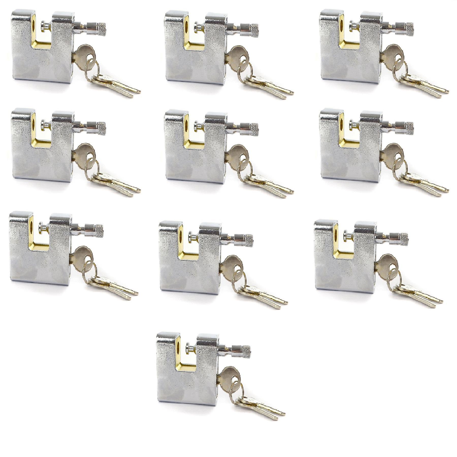 63mm Armoured Container Padlock Shutter Lock Security Solid Shed 3 Keys x 10