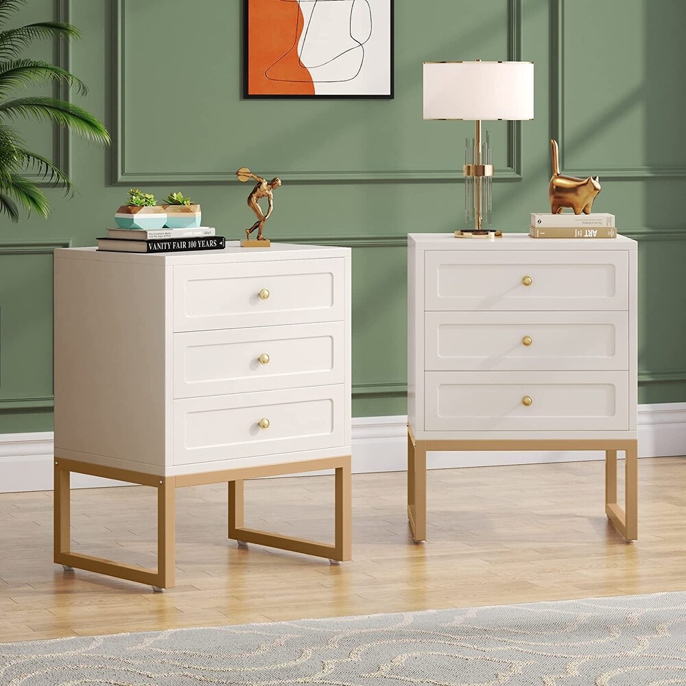 Nightstand  Bed Side Table with 3 Drawers