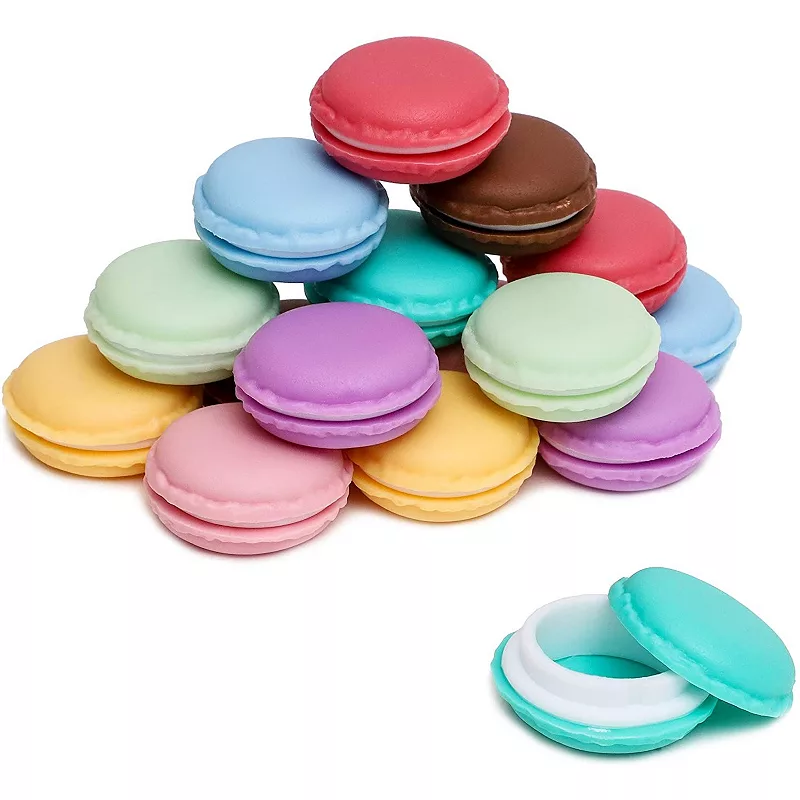 Macaron Storage Containers for Jewelry， Cute Travel Pill Case (1.7 In， 16 Pack)