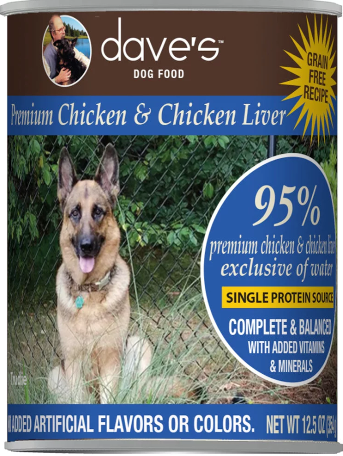 Daves 95% Premium Chicken  Chicken Liver Recipe Canned Dog Food