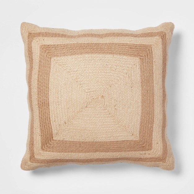 Color Block Jute Floor Pillow Neutral