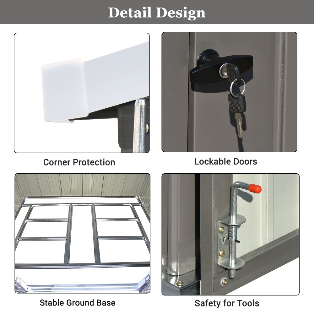 Bike Shed Garden Shed Metal Tool Storage Shed with Vents