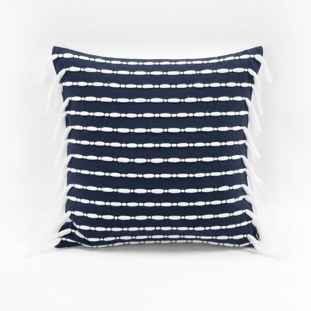 Oversize Linear Family friendly Cotton Pillow Cover With Tassel Lush D cor