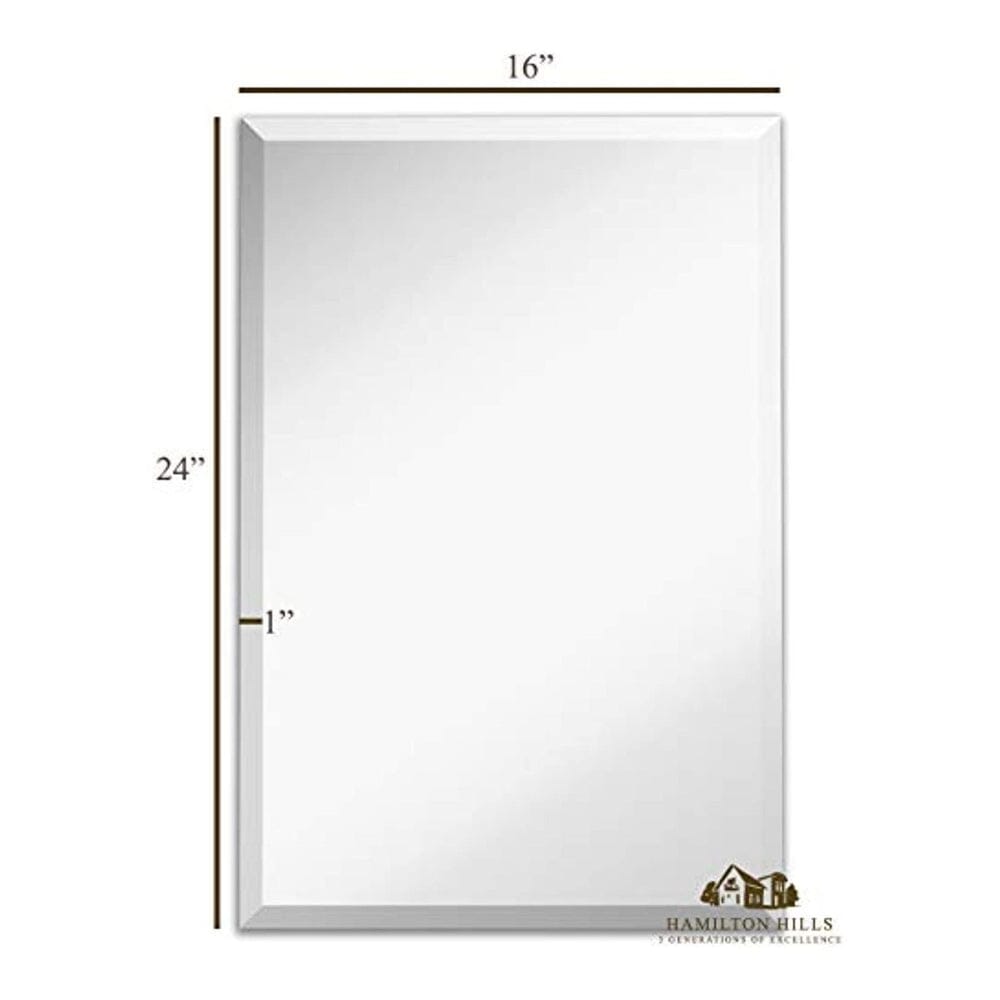 Large Simple Rectangular Streamlined 1 Inch Beveled Wall Mirror (16