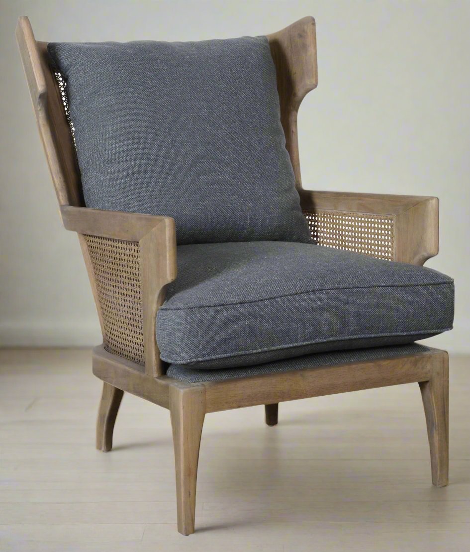 Rattan Accent Chair in Blue