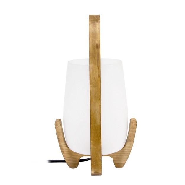 Organic Contemporary Natural Wood Accented Table Desk Lamp With Translucent Glass Shade Lalia Home