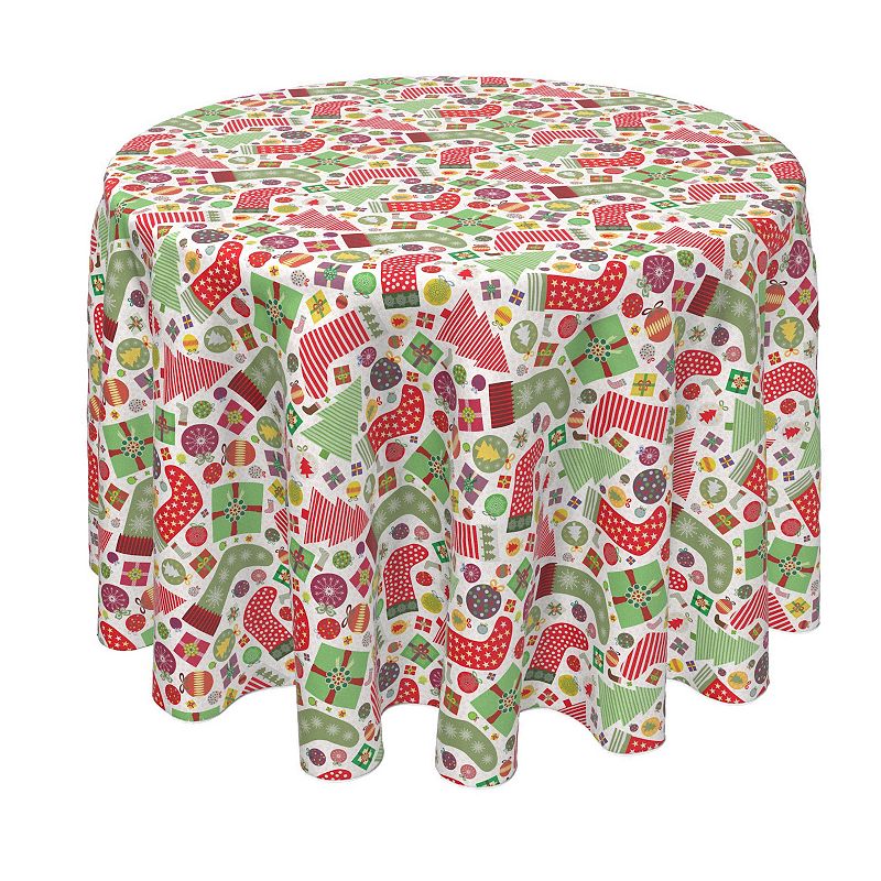 Round Tablecloth， 100% Polyester， 90 Round， Fun Stockings and Essentials