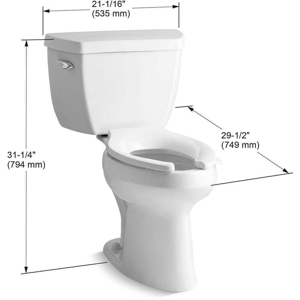 KOHLER Highline Classic 2-piece 1.6 GPF Single Flush Elongated Toilet in White Seat Not Included K-3493-0