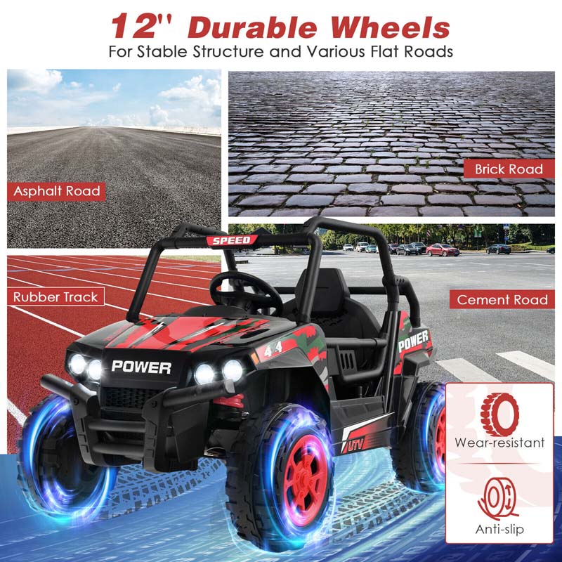 12V Kids Ride On UTV Battery Powered Electric Off-Road Buggy with Remote Control, LED Headlights & Music