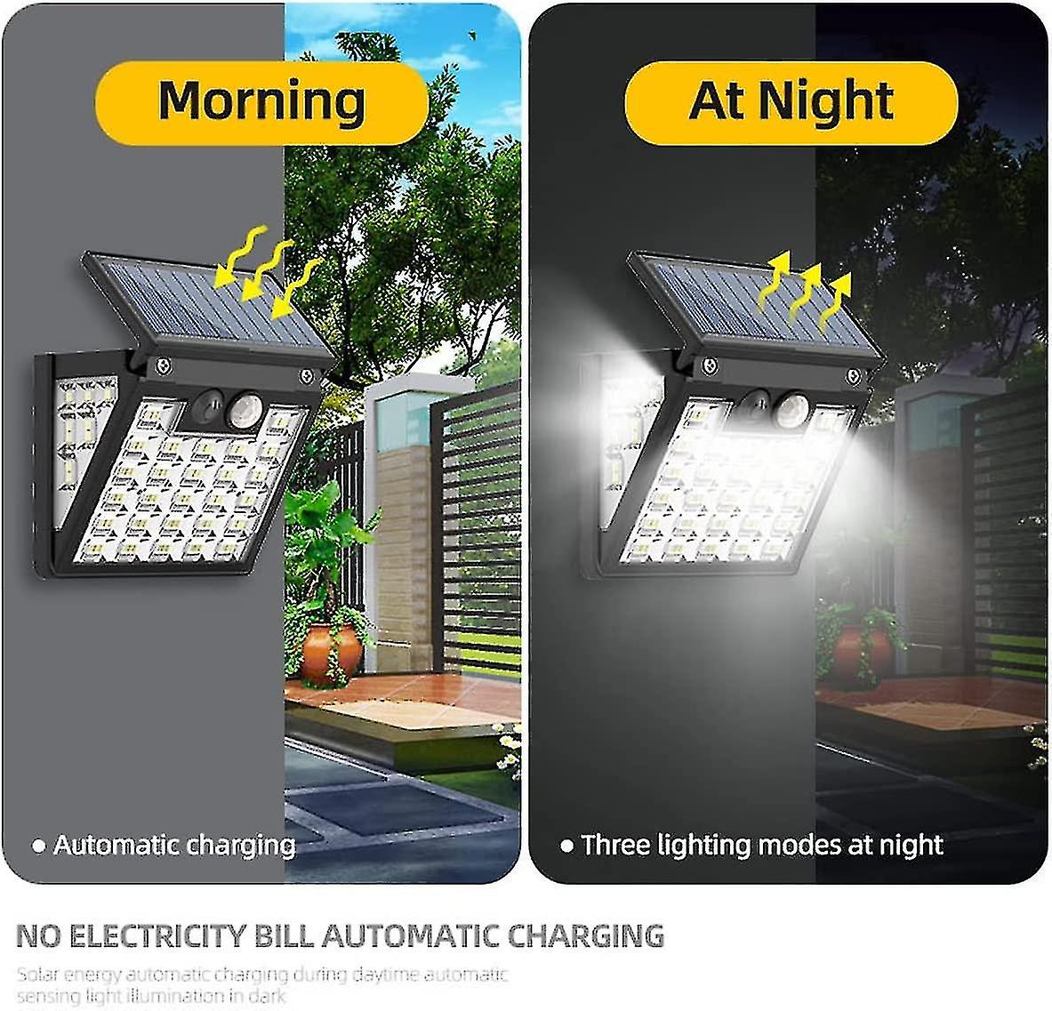 Solar Light Outdoor With Led Motion Sensor Wall 3 Lighting Mode Light Solar Fence Light