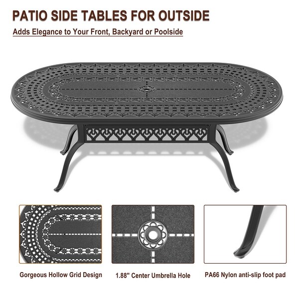 82.87 in. x 42.13 in. Cast Aluminum Patio Dining Oval Table for Balcony，Lawn，Garden，Backyard