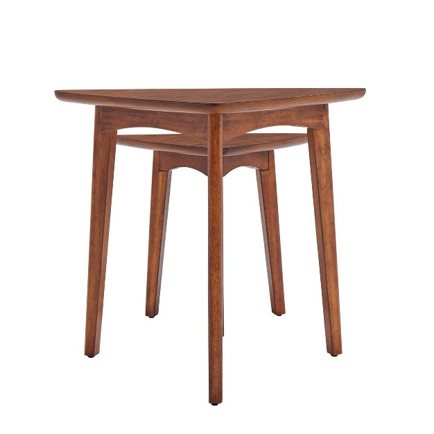 Set Of Two Monterey Mid Century Wood Triangular Nesting End Tables Chestnut Alaterre Furniture