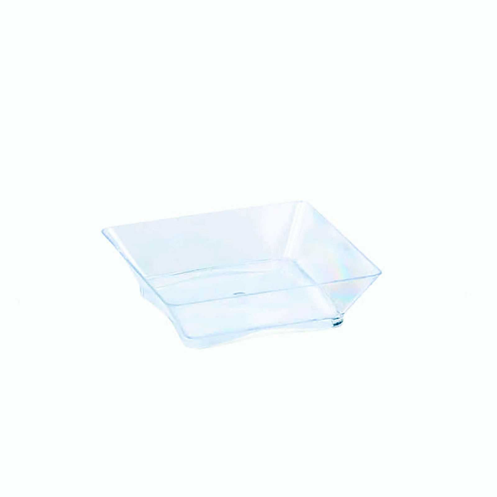 50 Pack Clear Mini Modern Square Plastic Appetizer Plates, Disposable Dessert Bowls 2