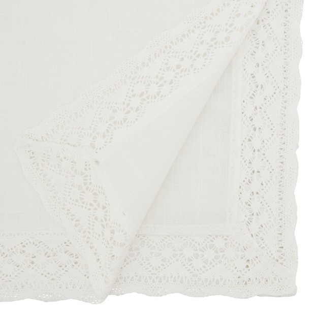 Saro Lifestyle Table Runner With Lace Border Design 16 quot x72 quot White