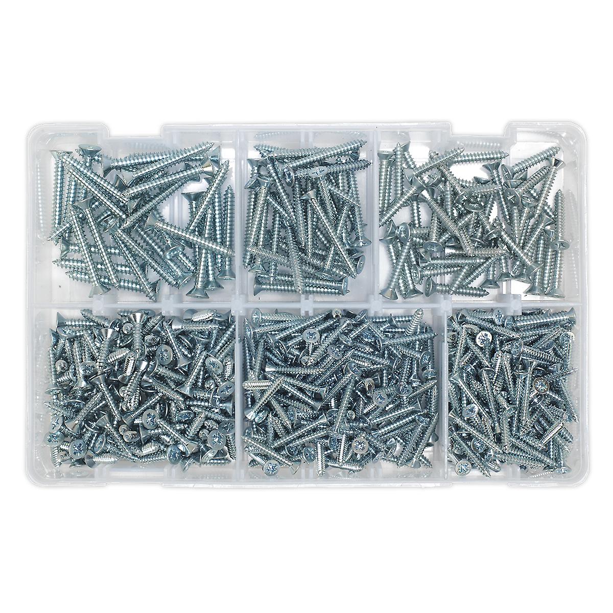 Sealey Ab062Stcs Self Tapping Screw Assortment 510Pc Countersunk Pozi Zinc