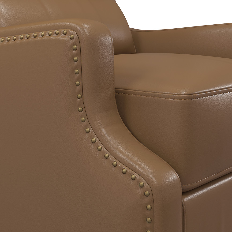 Traditional Genuine Leather Recliner With Nailhead Trims Set of 2   Traditional   Recliner Chairs   by Karat Home  Houzz