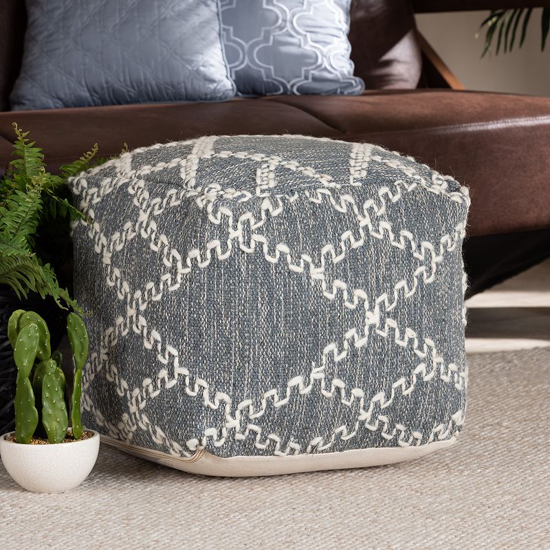 Baxton Studio Geyne Woven Pouf Ottoman