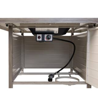 Fire Sense Langhorne 40 in. x 24 in. Square Aluminum Propane Fire Pit Table in Barnwood 62741