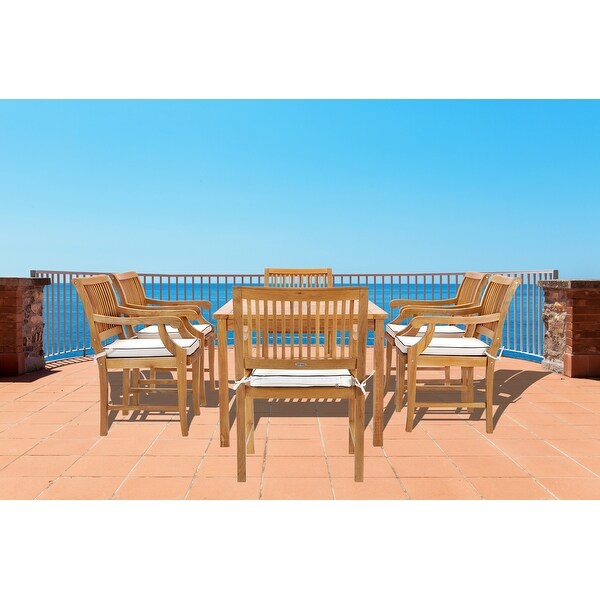 Chic Teak Bermuda Rectangular Teak Wood Patio Bistro Dining Table，63 x 35 inch (table only)