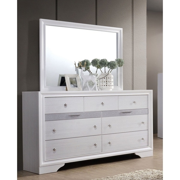 Furniture of America Relo White 2-piece Dresser and Mirror Set - - 20090513