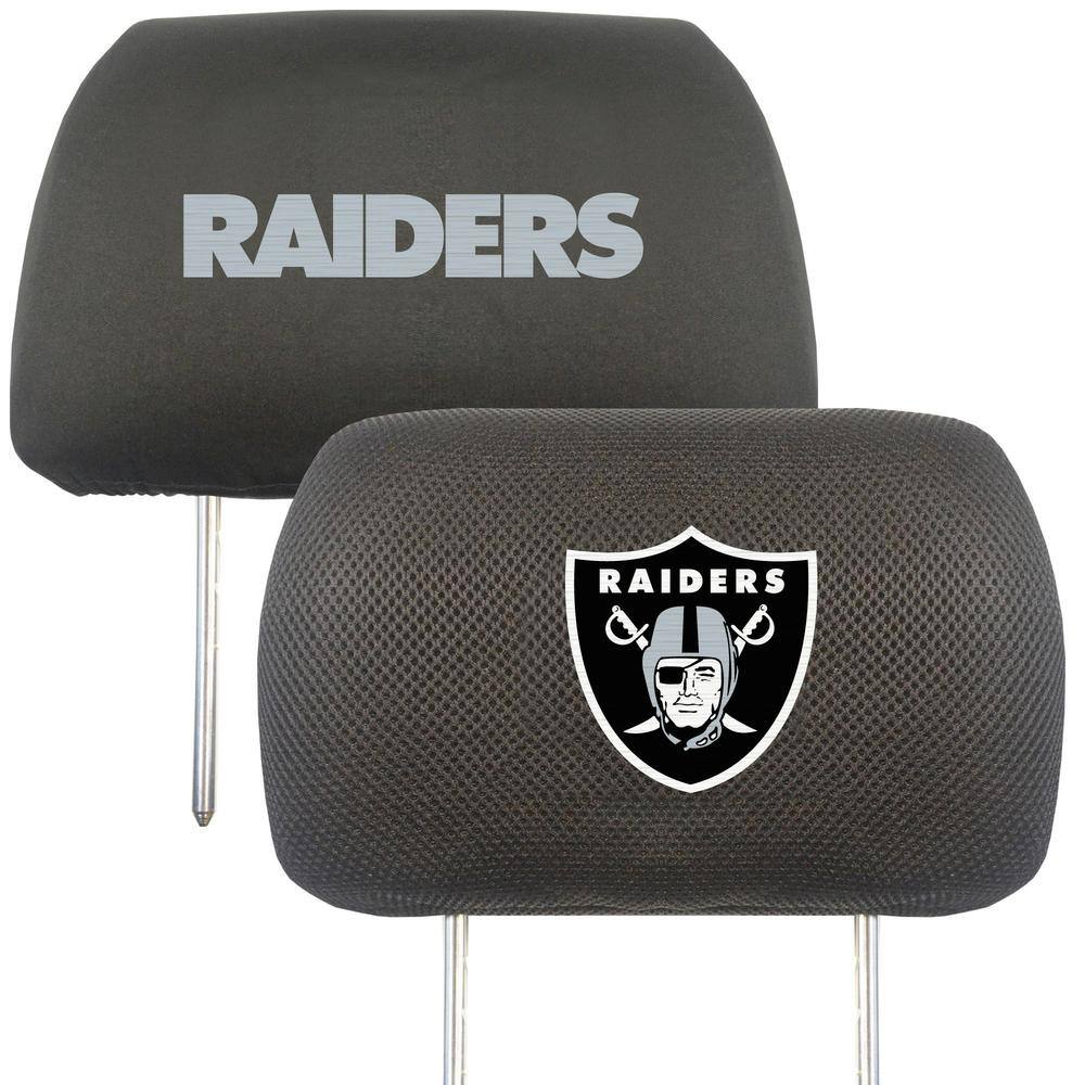 FANMATS NFL - Las Vegas Raiders Black Embroidered Head Rest Cover Set (2-Piece) 12510