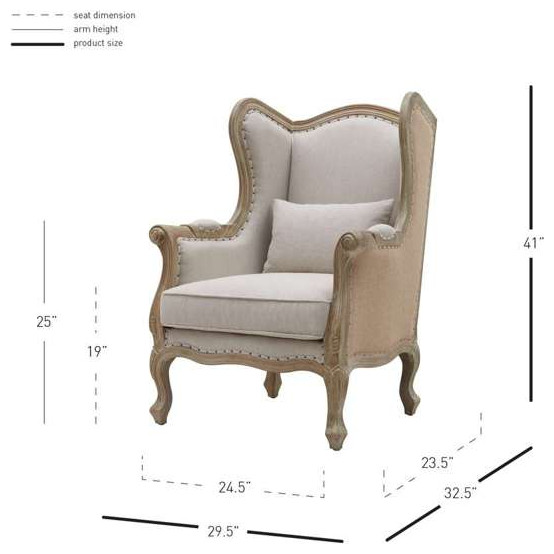 Guinevere Wingback Chair  Light Sand and Burlap   French Country   Armchairs And Accent Chairs   by HedgeApple  Houzz