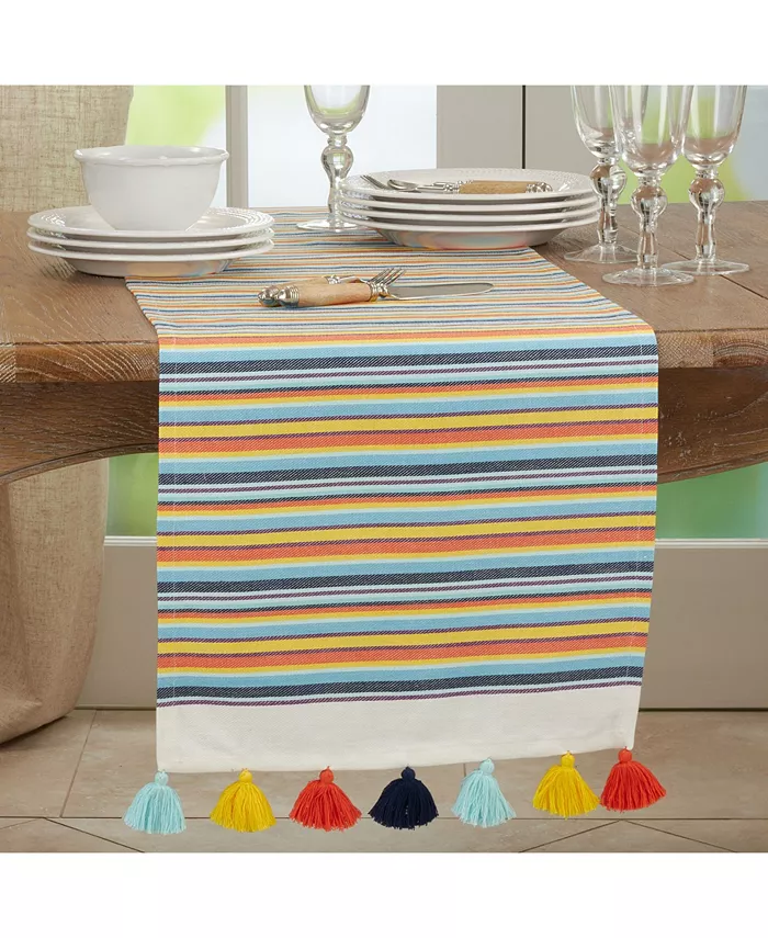 Saro Lifestyle Fiesta Table Runner with Striped Design 72 x 16