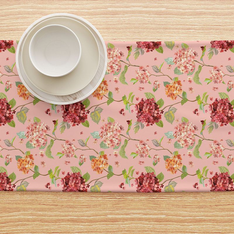 Table Runner， 100% Polyester， 14x108， Hydrangea Blossom