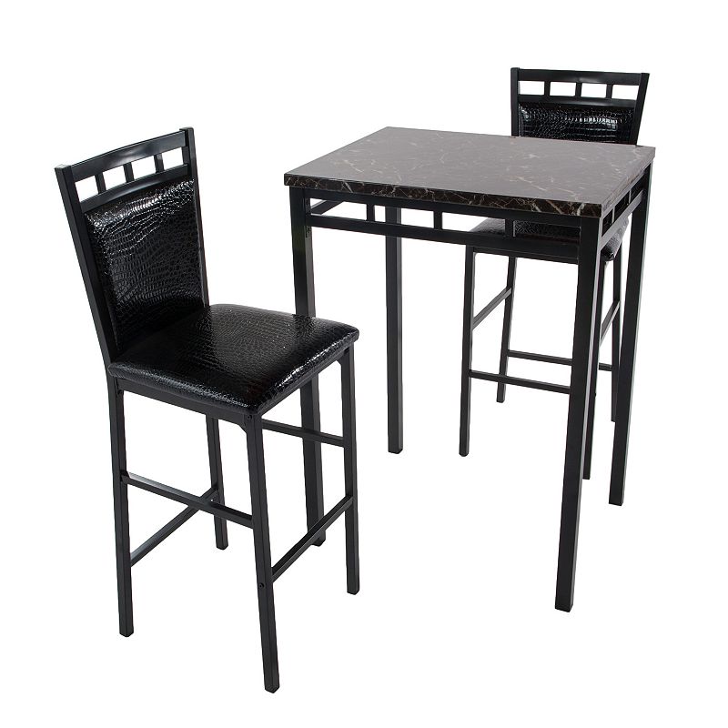 Home Source Amber Bistro Table and Counter Stool 3-piece Set