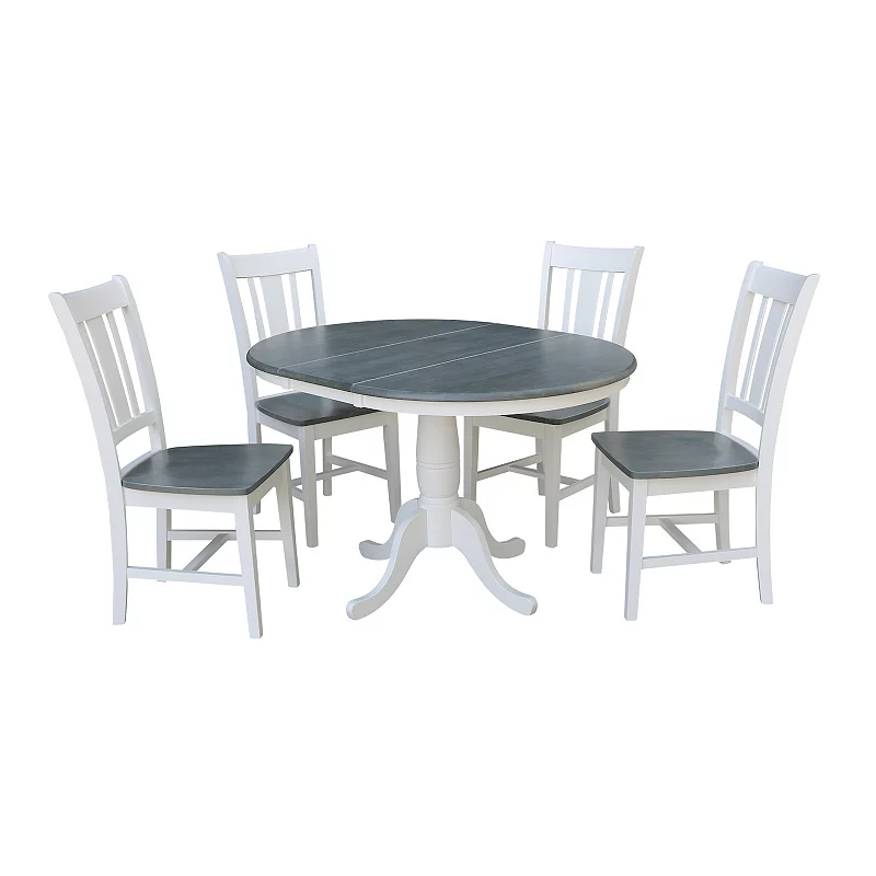 International Concepts Round Extension Dining Table and San Remo Chair 5-piece Set