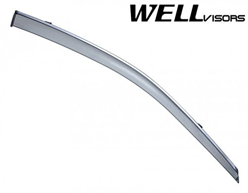 WellVisors Replacement for 2007-2012 Lexus ES350 Clip-ON Chrome Trim Smoke Tinted Side Rain Guard Window Visors Deflectors 3-847LX008