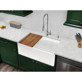 Cahaba Fireclay 36 in. Single Bowl Farmhouse Apron Workstation Kitchen Sink CAFC36AFSBKW