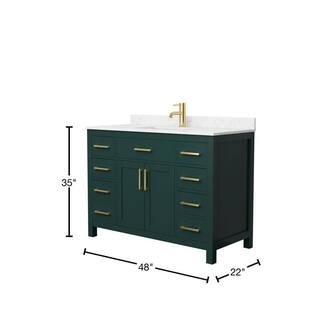 Wyndham Collection Beckett 48 in. W x 22 in. D x 35 in. H Single Sink Bathroom Vanity in Green with Carrara Cultured Marble Top WCG242448SGDCCUNSMXX