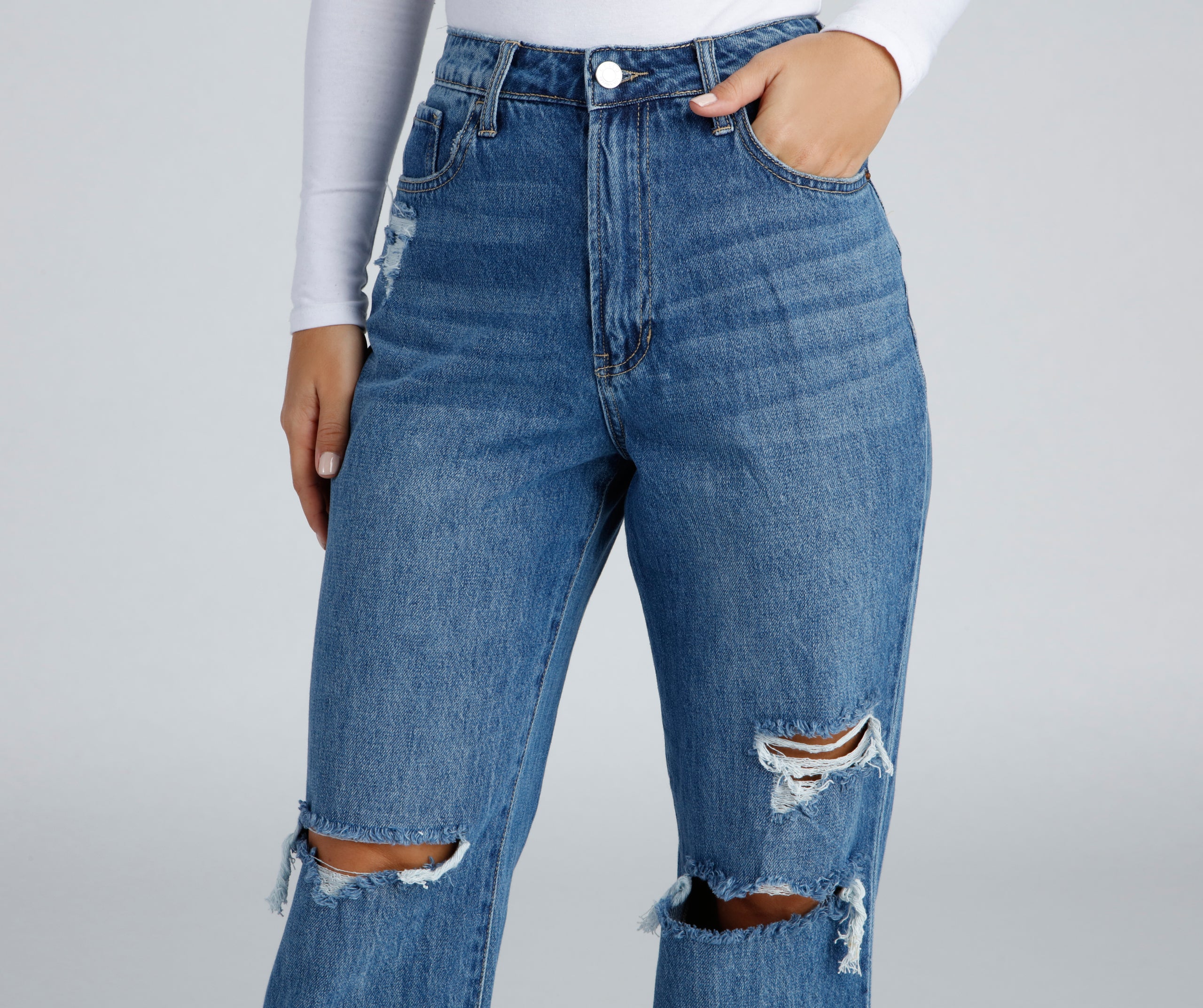 Classic Casual Distressed Boyfriend Jeans