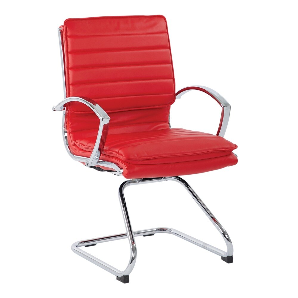 Guest Professional Faux Leather Chair with Chrome Sled Base and Removable Sleeves