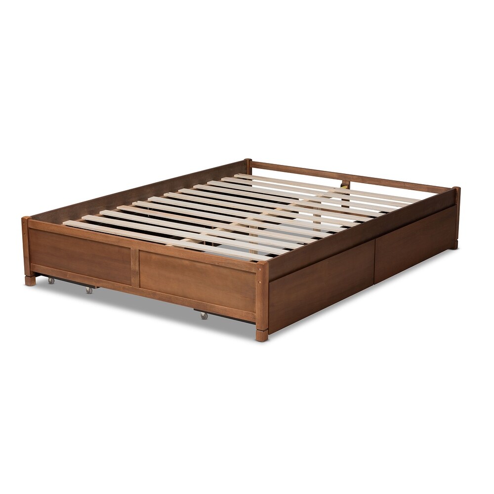 Yara Modern   Contemporary 4 Drawer Wood Storage Bed Frame(Platform)