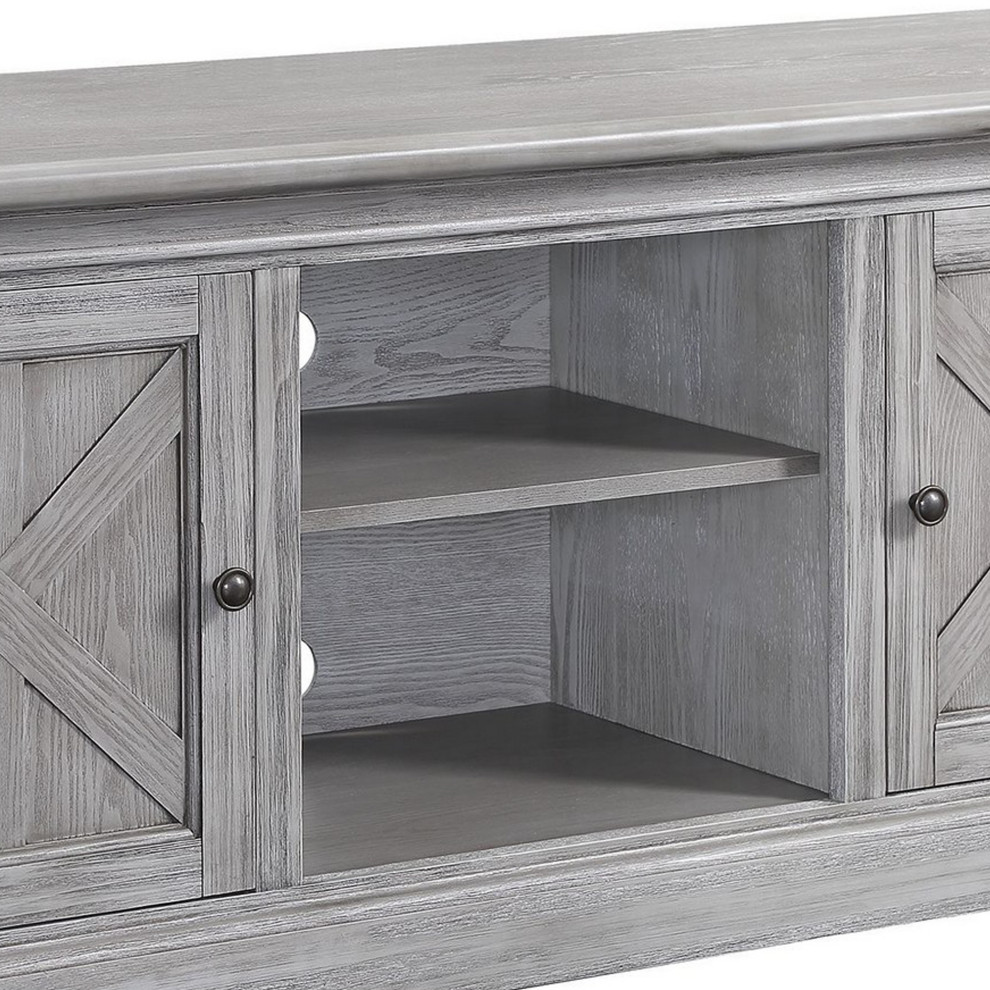 Benzara BM250248 TV Stand With MDF 2 Door Storage and Farmhouse Style  Gray   French Country   Entertainment Centers And Tv Stands   by Uber Bazaar  Houzz