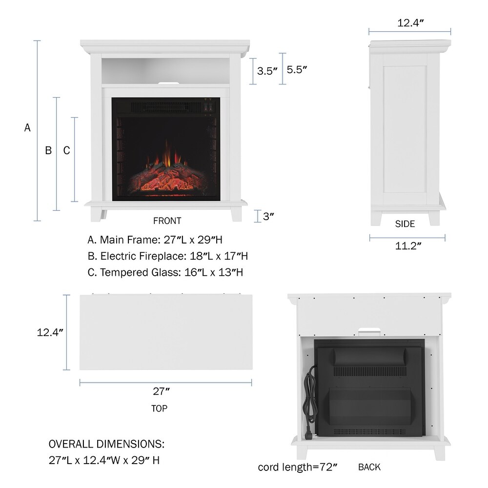 Copper Grove Siavonga Electric Fireplace TV Stand with Faux Logs and LED Flames   27 x 12.4 x 29   27 x 12.4 x 29