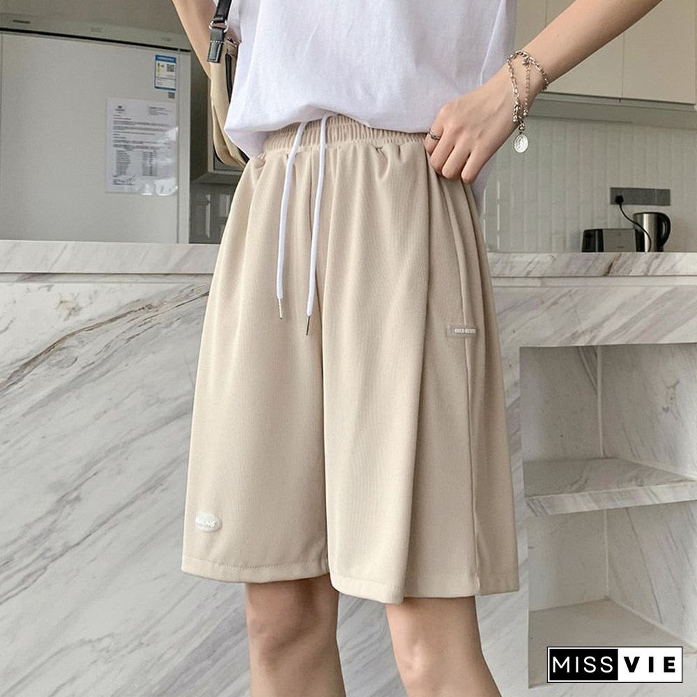 Hot Summer Casual Ice Silk Biker Shorts Women Plus Size High Waist Loose Shorts Short Sweatpants Streetwear Womens Shorts