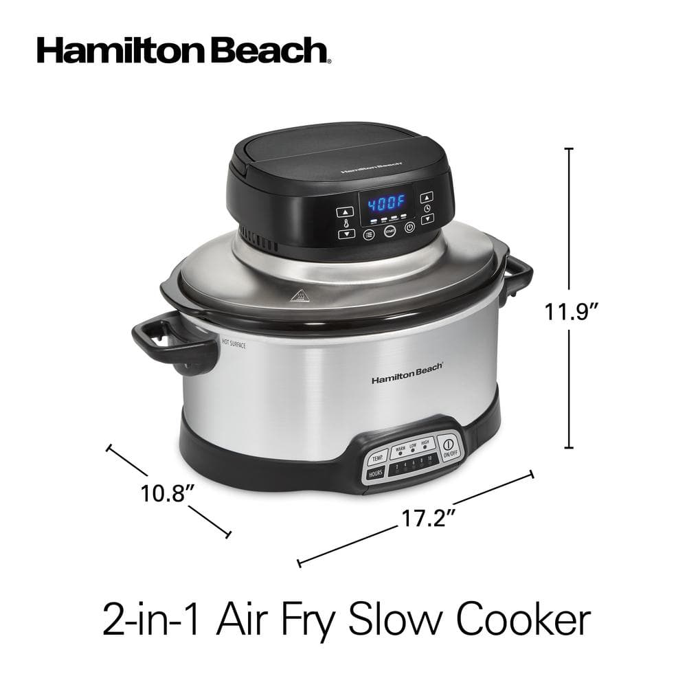 Hamilton Beach 2 in 1 6 Qt. Stainless Steel Slow Cooker with Air Fry Lid 33061