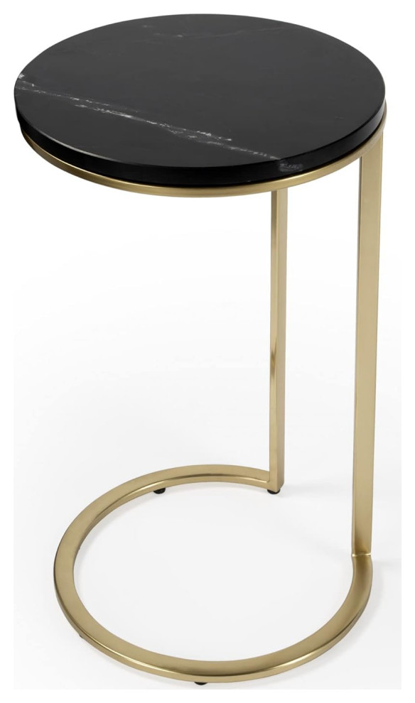 Contemporary End Table  Golden Stainless Steel Base  ampElegant Black Marble Top   Contemporary   Side Tables And End Tables   by Decor Love  Houzz